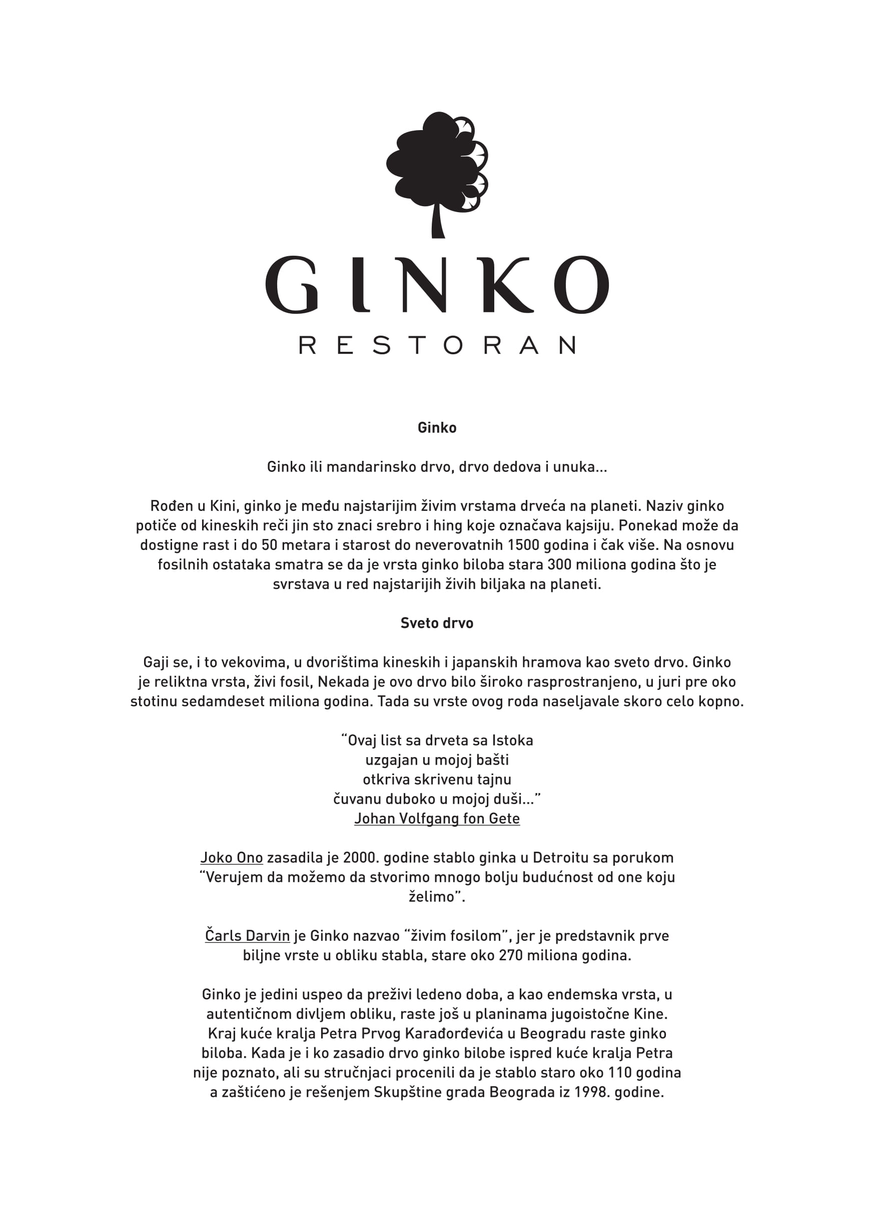 Restoran Ginko menu